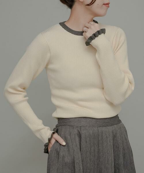 Sonny Label / サニーレーベル ニット・セーター | 『洗濯可』袖口フリルクルーネックプルオーバー | 詳細26