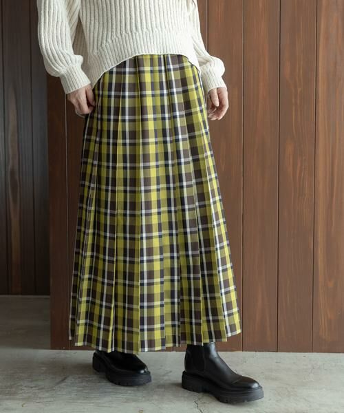 Sonny Label/サニーレーベル チェックプリーツイージースカート グリーン系その他 38 Sonny Label/サニーレーベル チェックプリーツイージースカート グリーン系その他 38