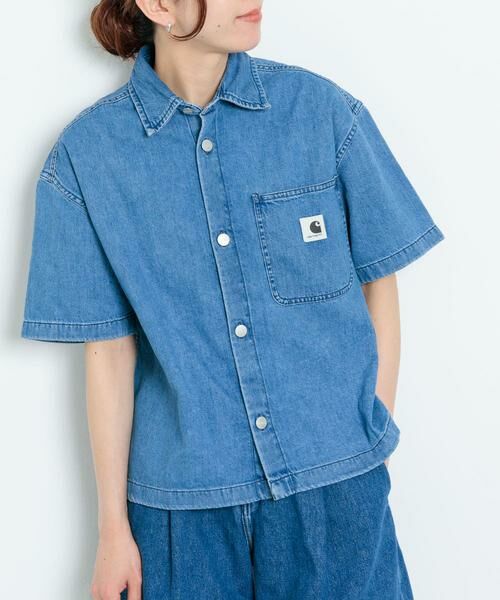 Sonny Label/サニーレーベル carhartt W SHORT-SLEEVE LOVILIA SHIRTS インディゴブルー XS Sonny Label/サニーレーベル carhartt W SHORT-SLEEVE LOVILIA SHIRTS インディゴブルー XS