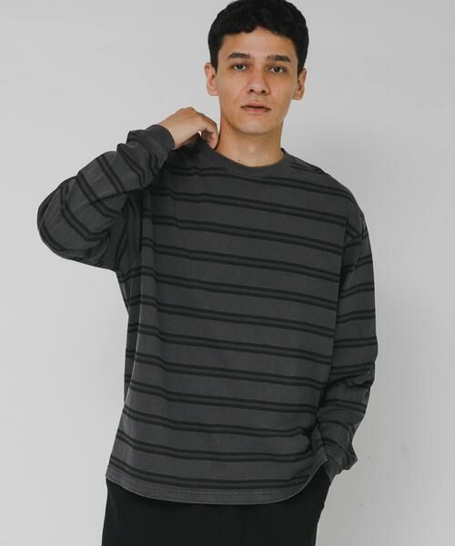 Sonny Label / サニーレーベル Tシャツ | ピグメントボーダーロングスリーブTシャツ | 詳細1
