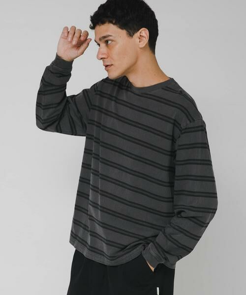 Sonny Label / サニーレーベル Tシャツ | ピグメントボーダーロングスリーブTシャツ | 詳細2