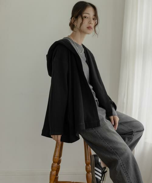 Sonny Label / サニーレーベル カーディガン・ボレロ | 裏毛フーディーカーディガン | 詳細1