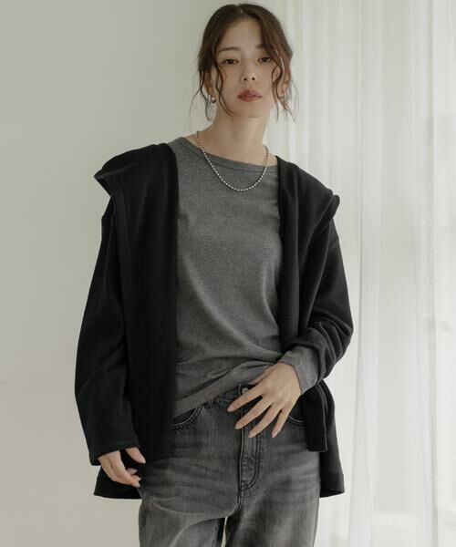 Sonny Label / サニーレーベル カーディガン・ボレロ | 裏毛フーディーカーディガン | 詳細2