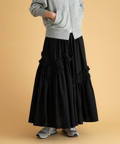 Sonny Label/サニーレーベル フリルディテールコットンスカート ブラック FREE Sonny Label/サニーレーベル フリルディテールコットンスカート ブラック FREE