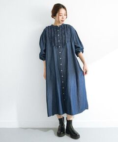 【新品タグ付き】サニーレーベル リネンショールカラーガウン ウエストリボンブルー 新品タグ付き】サニーレーベル リネンショールカラーガウン