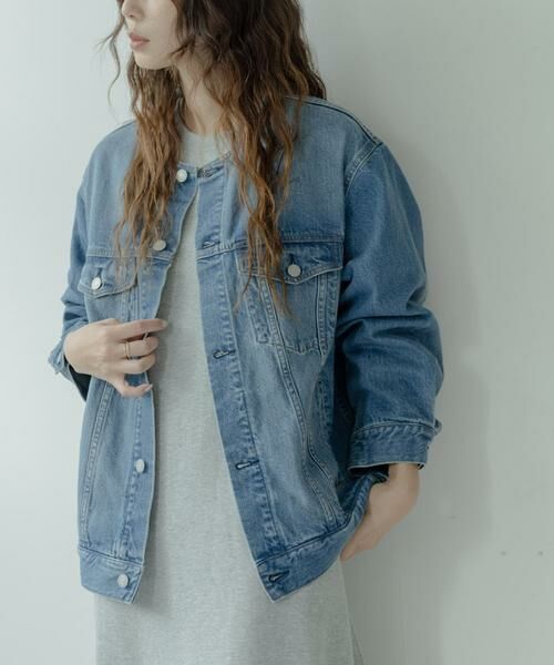 Sonny Label / サニーレーベル Gジャン・デニムジャケット | ノーカラーオーバーサイズGジャン（インディゴブルー）