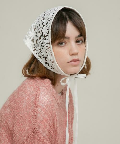 Sonny Label / サニーレーベル マフラー・ショール・スヌード・ストール | フラワーレースサンカクストール | 詳細1