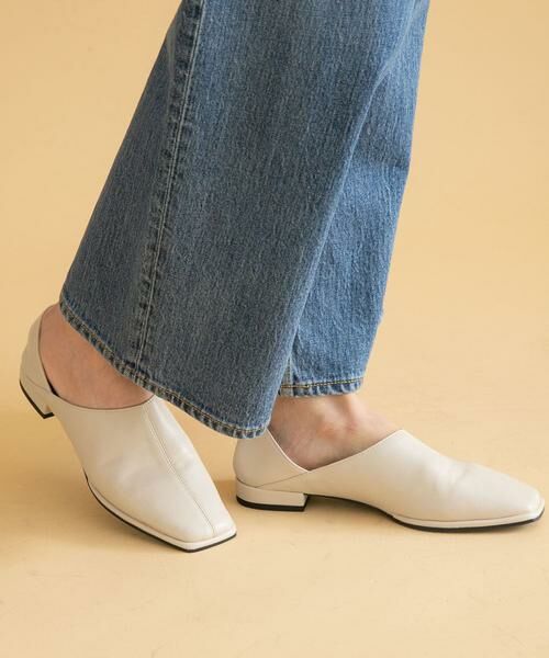 Sonny Label/サニーレーベル スクエアフラットスリッポン アイボリー M Sonny Label/サニーレーベル スクエアフラットスリッポン アイボリー M