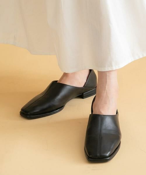 Sonny Label/サニーレーベル スクエアフラットスリッポン ブラック M Sonny Label/サニーレーベル スクエアフラットスリッポン ブラック M