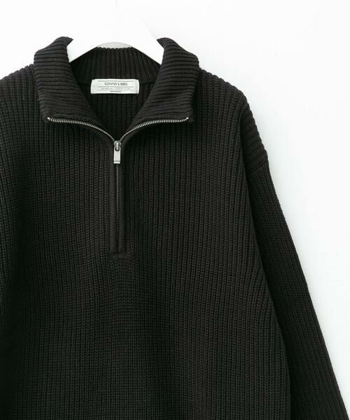 Sonny Label / サニーレーベル ニット・セーター | マルチサイズハーフジップニットプルオーバー(ブラック)