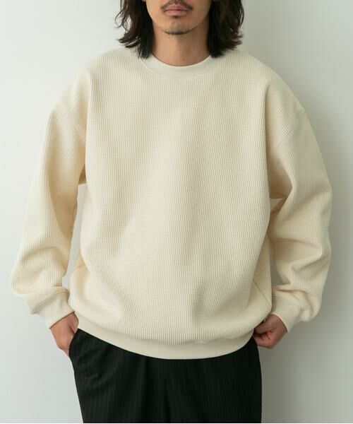 Sonny Label/サニーレーベル 裏起毛ワッフルリラックスフィットプルオーバー オフホワイト L Sonny Label/サニーレーベル 裏起毛ワッフルリラックスフィットプルオーバー オフホワイト L