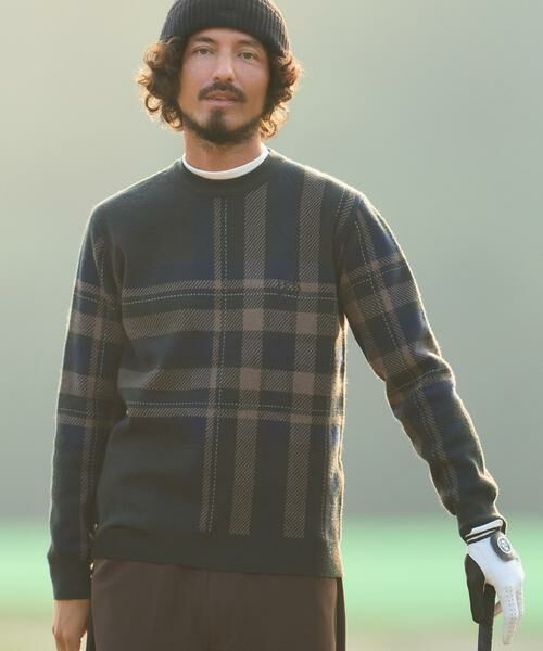 Sonny Label/サニーレーベル OOPS ビッグチェックニット グリーン M Sonny Label/サニーレーベル OOPS ビッグチェックニット グリーン M