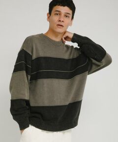 ピグメントパネルボーダーニット