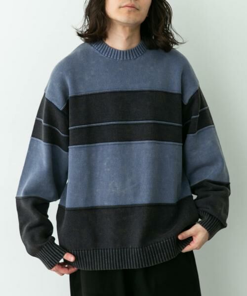 Sonny Label / サニーレーベル ニット・セーター | ピグメントパネルボーダーニット | 詳細11