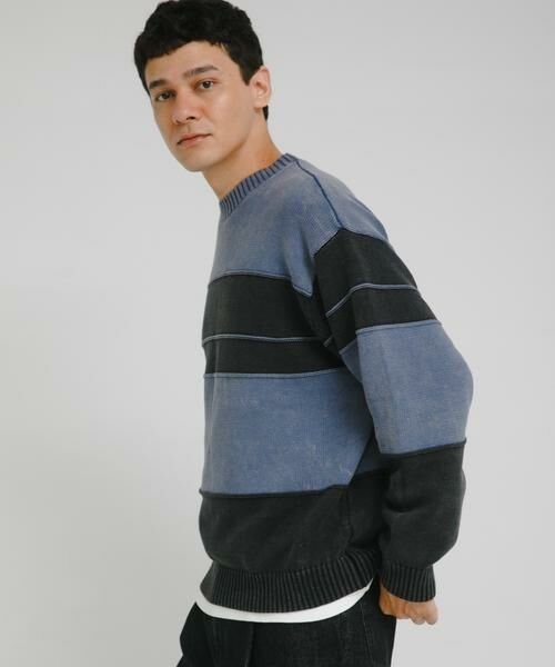 Sonny Label / サニーレーベル ニット・セーター | ピグメントパネルボーダーニット | 詳細2