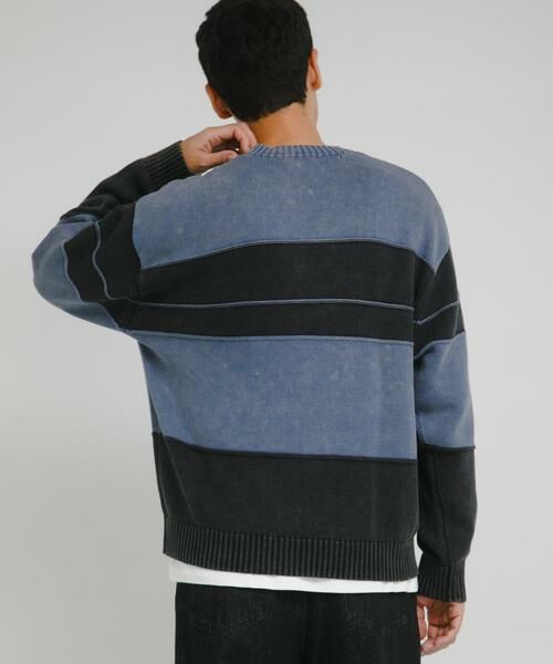 Sonny Label / サニーレーベル ニット・セーター | ピグメントパネルボーダーニット | 詳細3