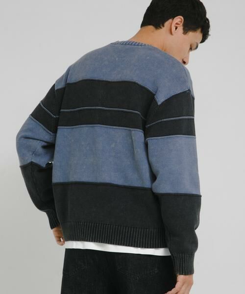 Sonny Label / サニーレーベル ニット・セーター | ピグメントパネルボーダーニット | 詳細4
