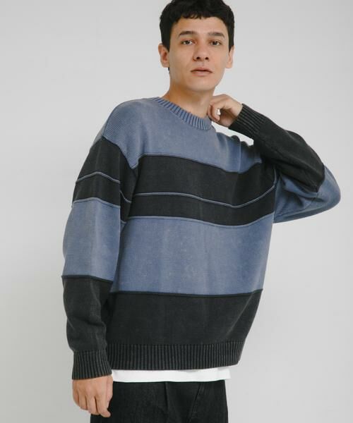 Sonny Label / サニーレーベル ニット・セーター | ピグメントパネルボーダーニット | 詳細5