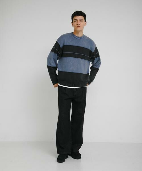 Sonny Label / サニーレーベル ニット・セーター | ピグメントパネルボーダーニット | 詳細6