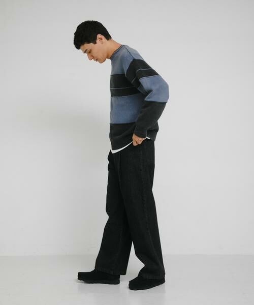 Sonny Label / サニーレーベル ニット・セーター | ピグメントパネルボーダーニット | 詳細7