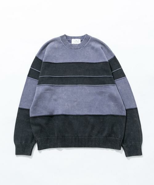 Sonny Label/サニーレーベル ピグメントパネルボーダーニット ネイビー L Sonny Label/サニーレーベル ピグメントパネルボーダーニット ネイビー L