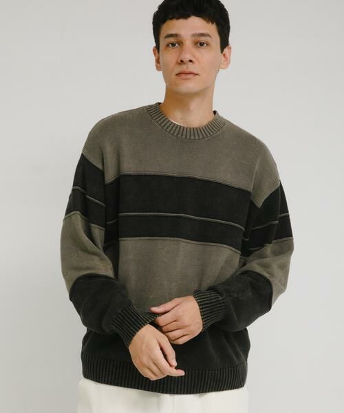 Sonny Label / サニーレーベル ニット・セーター | ピグメントパネルボーダーニット | 詳細22