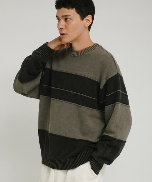 Sonny Label / サニーレーベル ニット・セーター | ピグメントパネルボーダーニット | 詳細23
