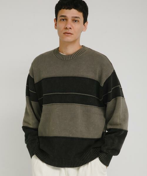 Sonny Label / サニーレーベル ニット・セーター | ピグメントパネルボーダーニット | 詳細25