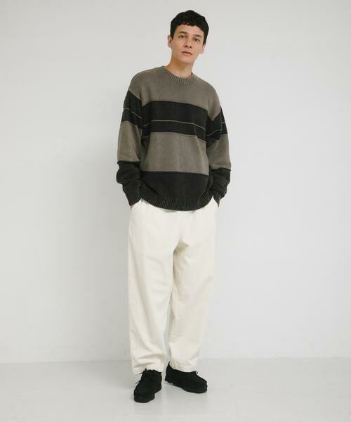 Sonny Label / サニーレーベル ニット・セーター | ピグメントパネルボーダーニット | 詳細26