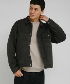 Sonny Label / サニーレーベル ブルゾン | 襟切替スウェードタッチシャツジャケット