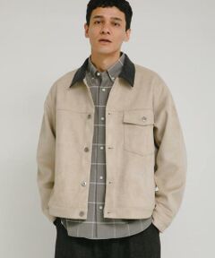 Sonny Label / サニーレーベル ブルゾン | 襟切替スウェードタッチシャツジャケット