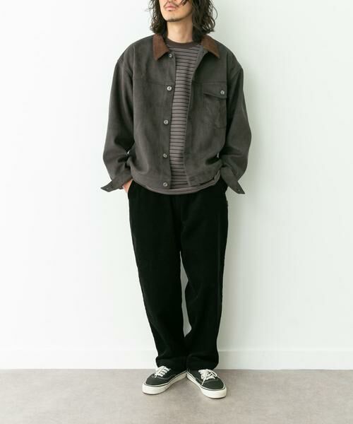 Sonny Label / サニーレーベル ブルゾン | 襟切替スウェードタッチシャツジャケット | 詳細10