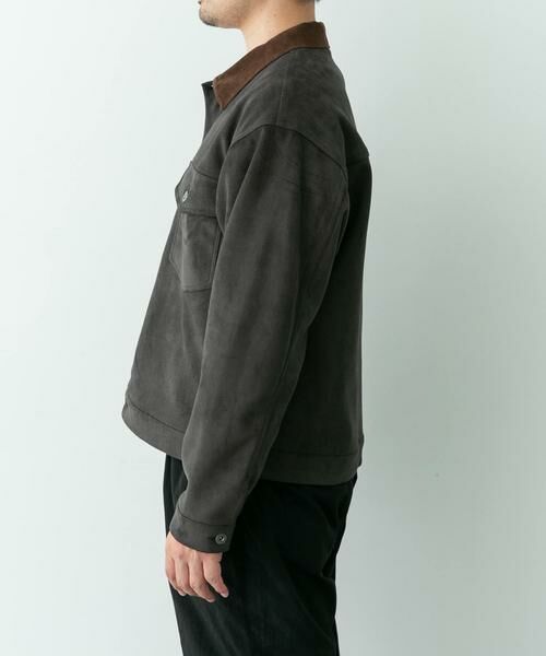 Sonny Label / サニーレーベル ブルゾン | 襟切替スウェードタッチシャツジャケット | 詳細15