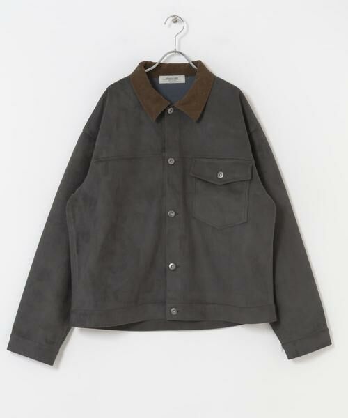 Sonny Label / サニーレーベル ブルゾン | 襟切替スウェードタッチシャツジャケット | 詳細17