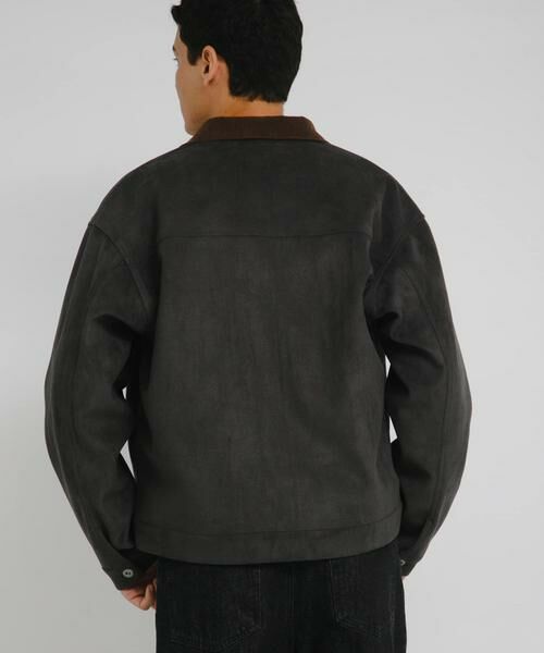 Sonny Label / サニーレーベル ブルゾン | 襟切替スウェードタッチシャツジャケット | 詳細4