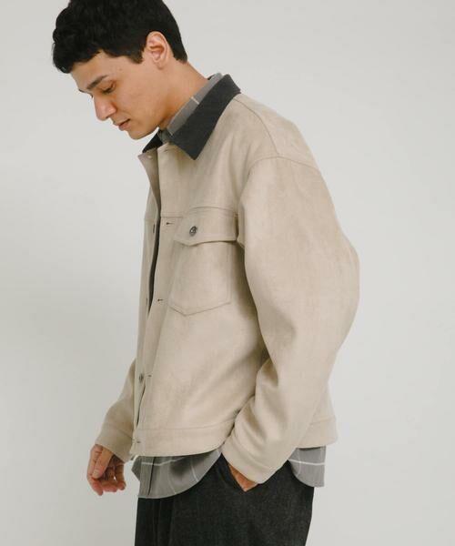 Sonny Label / サニーレーベル ブルゾン | 襟切替スウェードタッチシャツジャケット | 詳細20