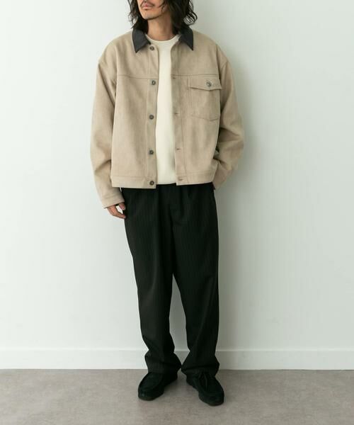 Sonny Label / サニーレーベル ブルゾン | 襟切替スウェードタッチシャツジャケット | 詳細30