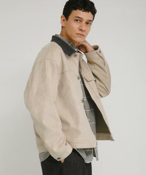 Sonny Label / サニーレーベル ブルゾン | 襟切替スウェードタッチシャツジャケット | 詳細21