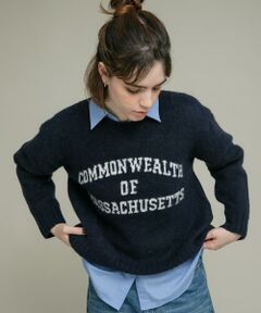 Sonny Label / サニーレーベル ニット・セーター | 『洗濯可』ジャガードロゴニットプルオーバー