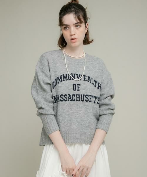 Sonny Label/サニーレーベル 『洗濯可』ジャガードロゴニットプルオーバー グレー FREE Sonny Label/サニーレーベル 『洗濯可』ジャガードロゴニットプルオーバー グレー FREE