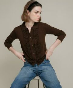 Sonny Label / サニーレーベル ニット・セーター | シルク混フリルニットシャツ