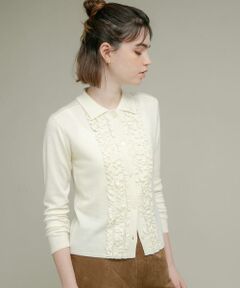 Sonny Label / サニーレーベル ニット・セーター | シルク混フリルニットシャツ