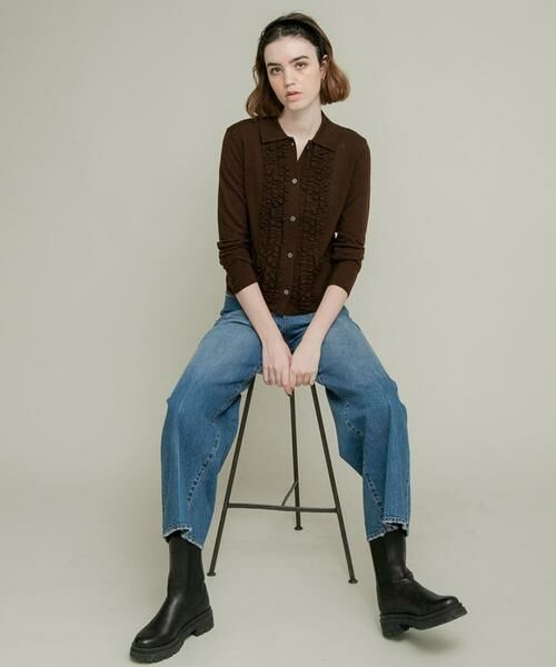 Sonny Label / サニーレーベル ニット・セーター | シルク混フリルニットシャツ | 詳細1