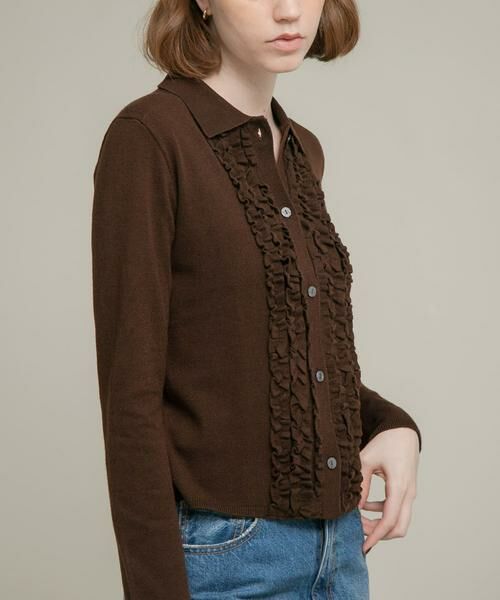 Sonny Label / サニーレーベル ニット・セーター | シルク混フリルニットシャツ | 詳細2