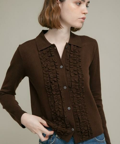 Sonny Label / サニーレーベル ニット・セーター | シルク混フリルニットシャツ | 詳細3