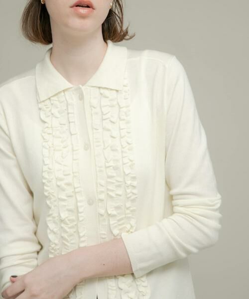 Sonny Label / サニーレーベル ニット・セーター | シルク混フリルニットシャツ | 詳細10