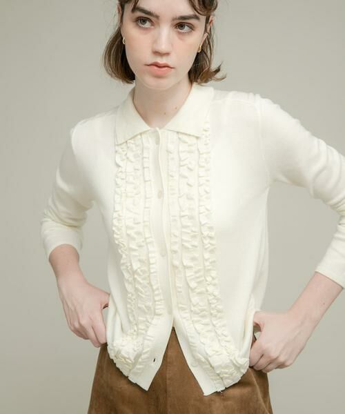 Sonny Label / サニーレーベル ニット・セーター | シルク混フリルニットシャツ | 詳細11