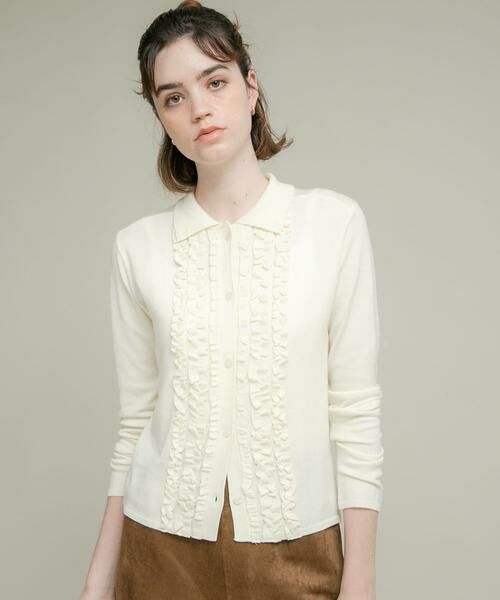 Sonny Label / サニーレーベル ニット・セーター | シルク混フリルニットシャツ | 詳細12