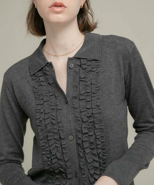 Sonny Label / サニーレーベル ニット・セーター | シルク混フリルニットシャツ | 詳細19