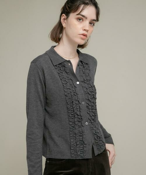 シーマリー cccmalie カシミアフリル襟ニット　グレー シーマリー cccmalie カシミアフリル襟ニット グレー シーマリー